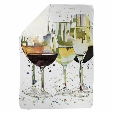 BEGIN HOME DECOR 60 x 80 in. Beautiful Wine Glasses-Sherpa Fleece Blanket 5545-6080-GA112
